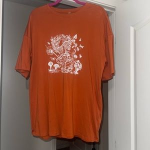 Orange Mushroom Crew Neck T-Shirt